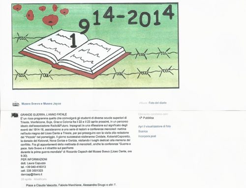 Pagina Facebook Museo Sveviano, 20 Aprile 2015